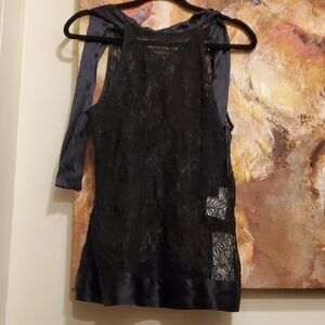 Sz 46 NWT $689 Richmond X Elegant Black Lace Sleeveless Top